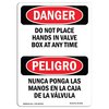 Signmission OSHA Sign, Do Not Place Hands In Valve Box Bilingual, 24in X 18in Alum, 18" W, 24" L, Spanish OS-DS-A-1824-VS-1649